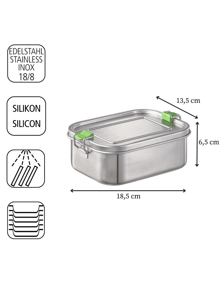 APS Lunchbox 0,8 Liter in Edelstahl 18,5 x 13,5 cm, H: 6,5 cm  günstig kaufen onesize