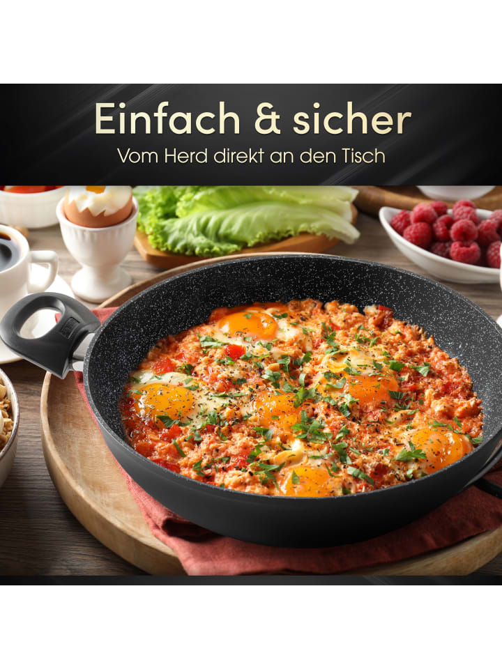Stoneline Keramik Servierpfanne 28 cm | mit Deckel in Grau günstig kaufen Ø 28 cm