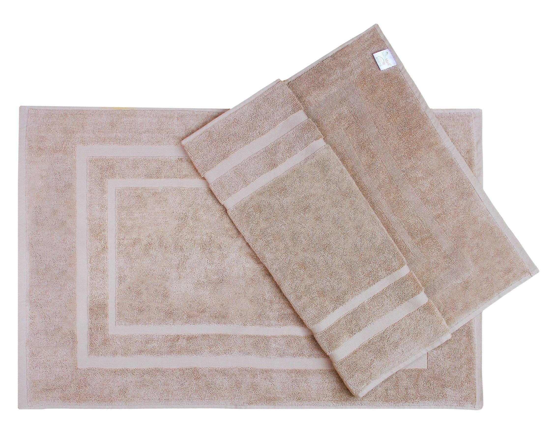 Badematte Badematte 800gsm NatureMark, rutschfest, strapazierfähig, Baumwolle, rechteckig, Badematte 2-tlg., Duschmatte Duschvorleger, Premium Qualität, 50x80cm, Sand