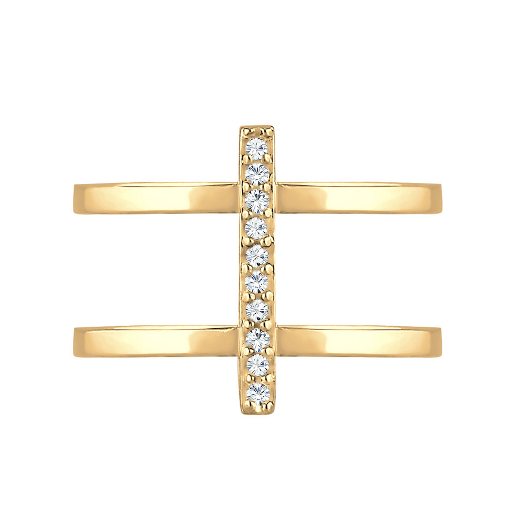 Elli Elli Bague Géo Minimal Filigree Bague Femme (925/1000) Argent Cristal Bague