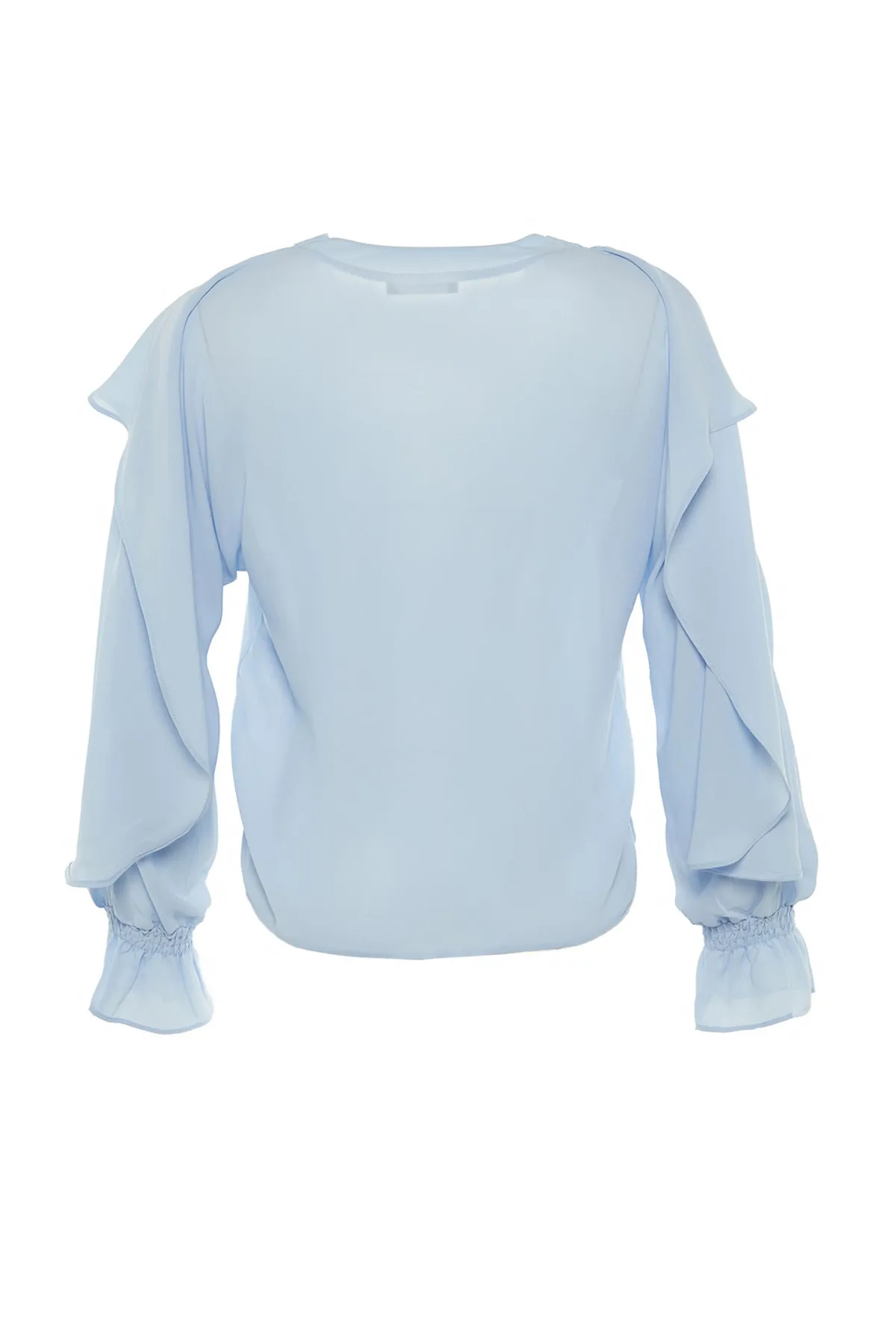 Trendyol Collection  Blaue Chiffonbluse mit gewebtem Volant TWOAW22BZ0562