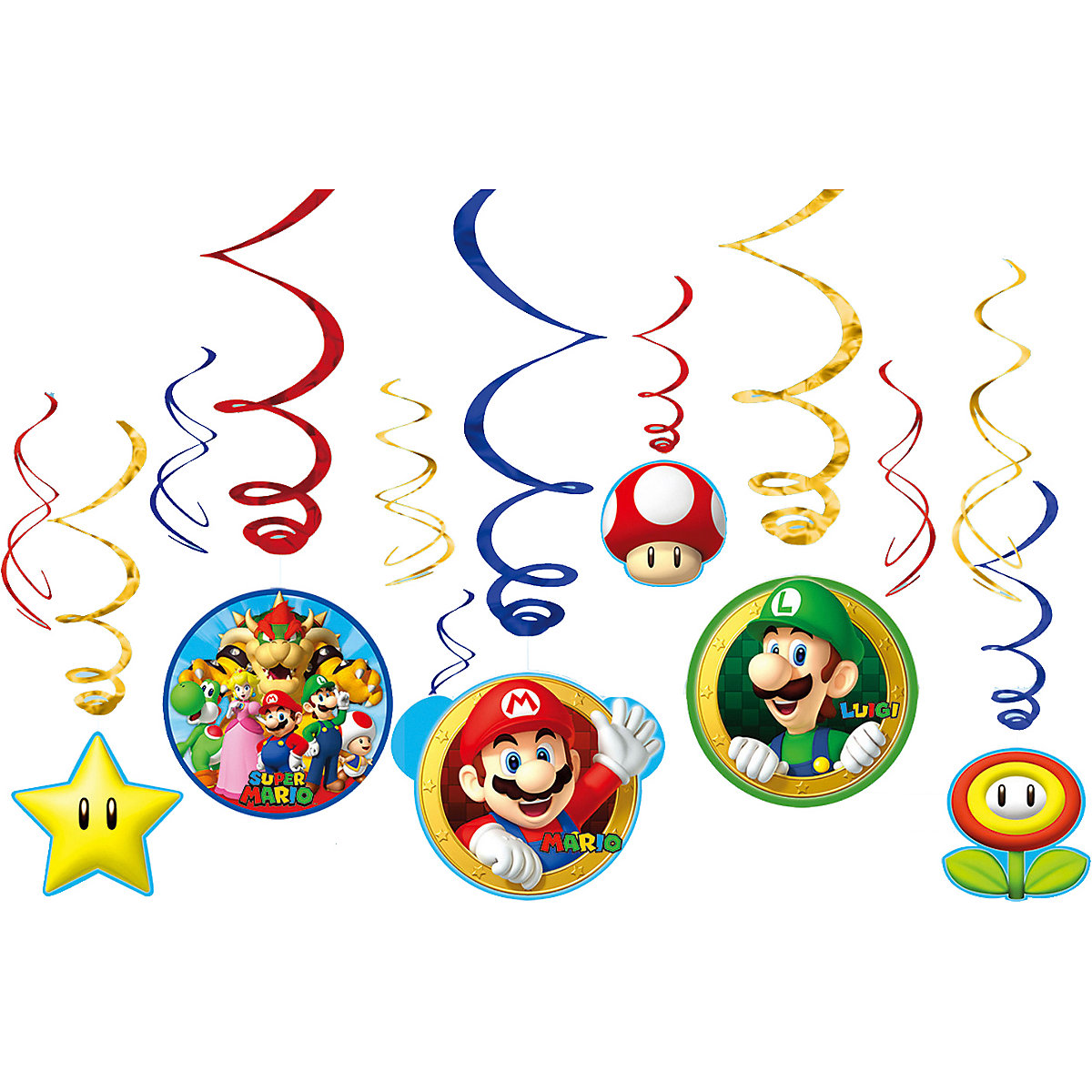 Deko-Spiralen Super Mario 61 cm, 12 Stück