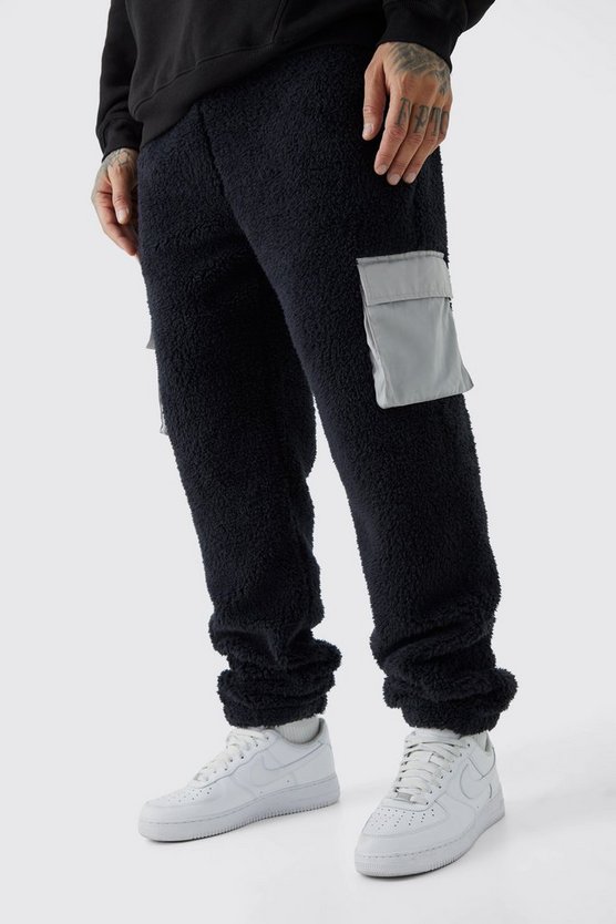 Tall Borg-Jogginghose mit Nylon Cargo-Taschen