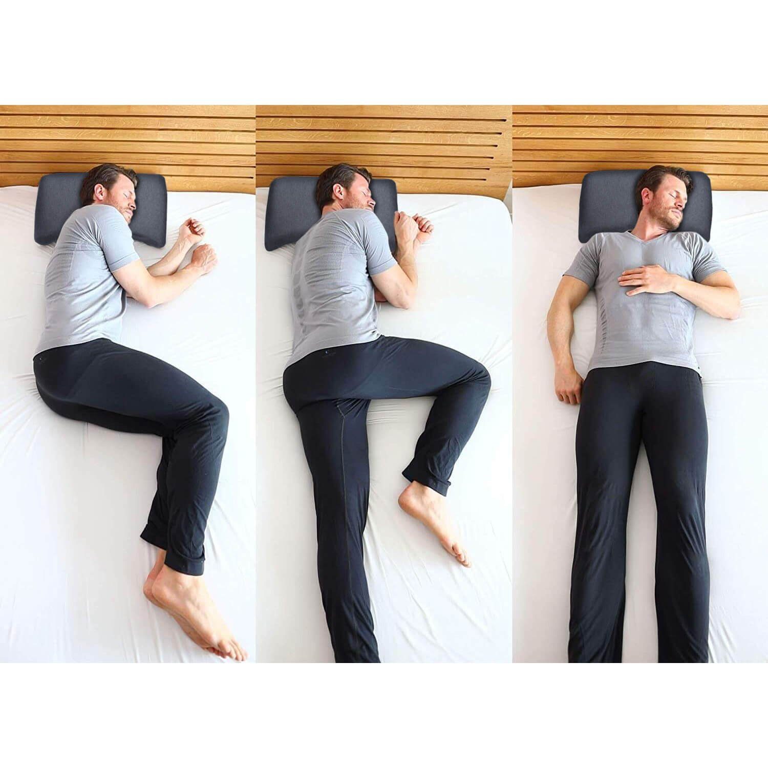 Third of Life Seitenschläferkissen NuMOON Thermic QuickDry, Kopfkissen aus Visco Schaum mit Bambus-Aktivkohle und schnell-trocknenden Bezug, Kissen mit Schulterbogen, 40x56