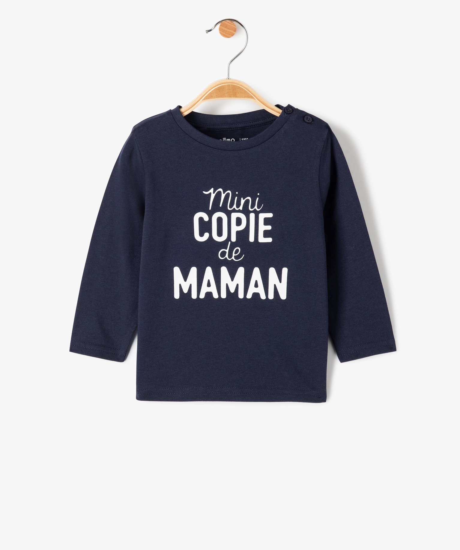 Tee-shirt à manches longues et message humoristique bébé ... marine | GEMO