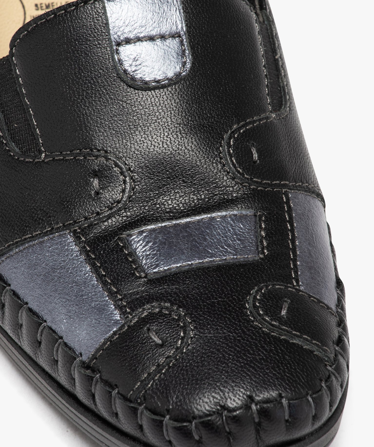 Mocassins femme confort en cuir à semelle compensée et emp... noir | GEMO