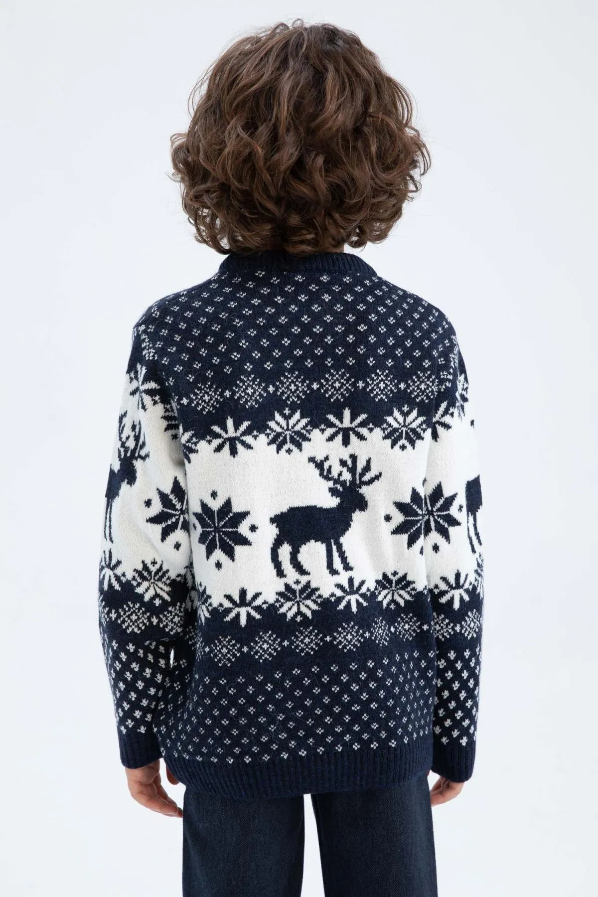 DeFacto  Jungenpullover mit Rundhalsausschnitt und Neujahrsmotiv