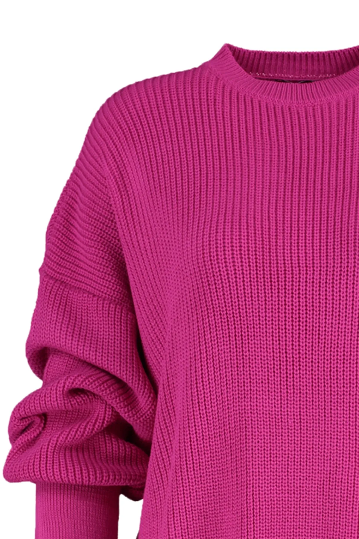 Trendyol Collection  Fuchsiafarbener Strickpullover mit Rundhalsausschnitt und weiter Passform TWOAW23KZ01448