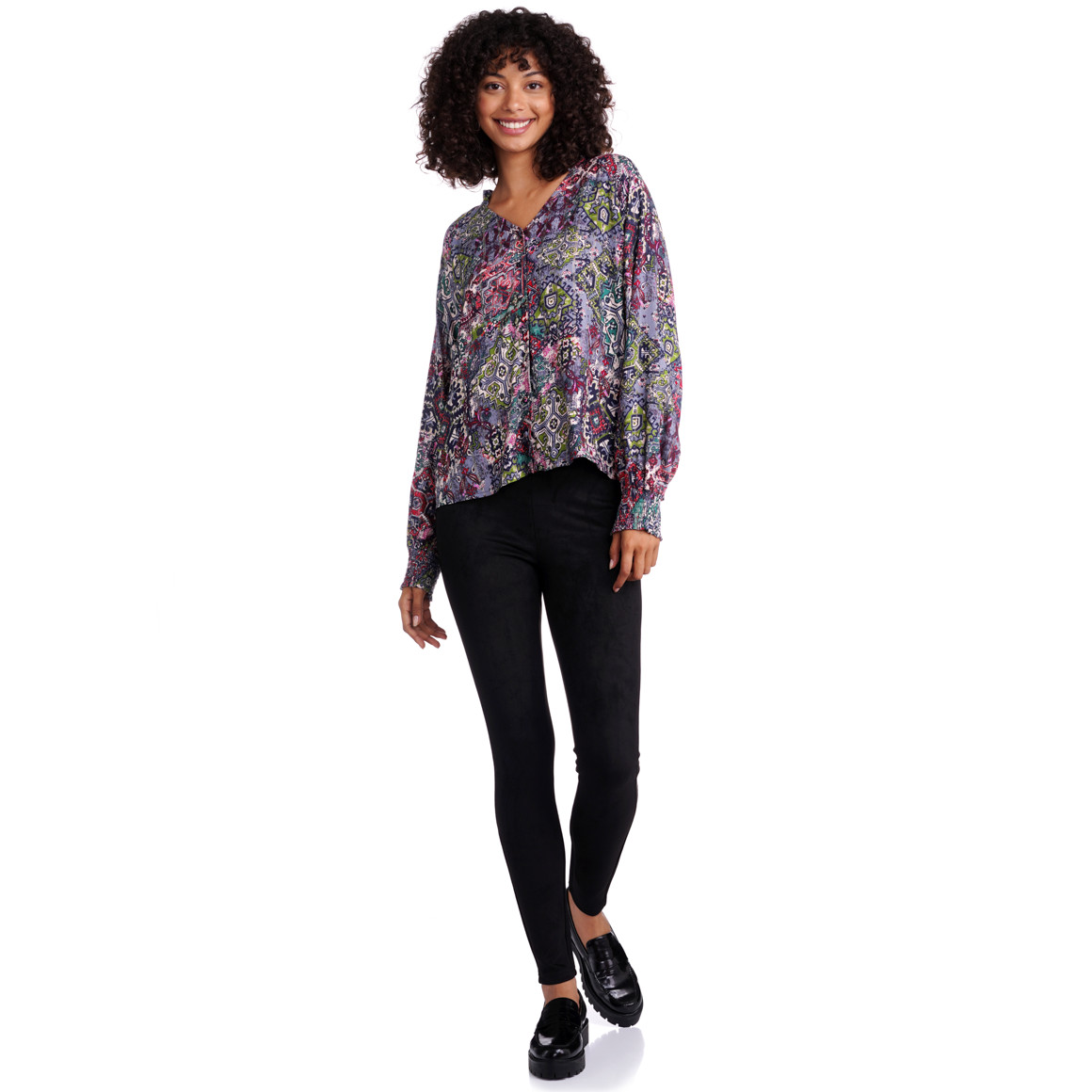 Damen Bluse mit buntem Allover-Print