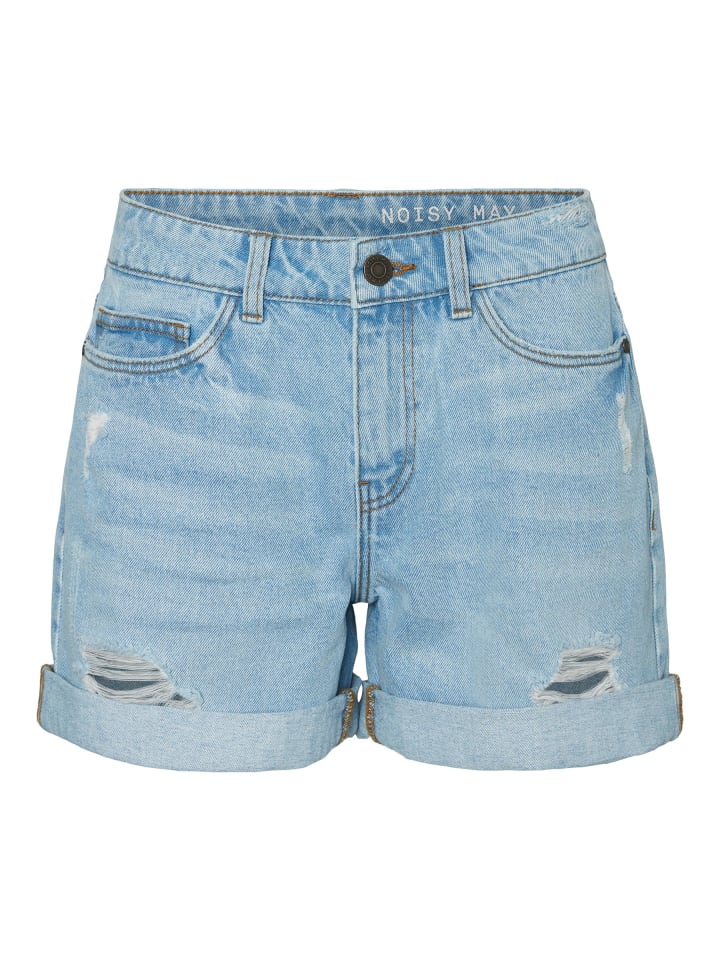 Noisy may Jeansshorts mit ausgefranstem Saum und fünf Taschen in Hellblau günstig kaufen S