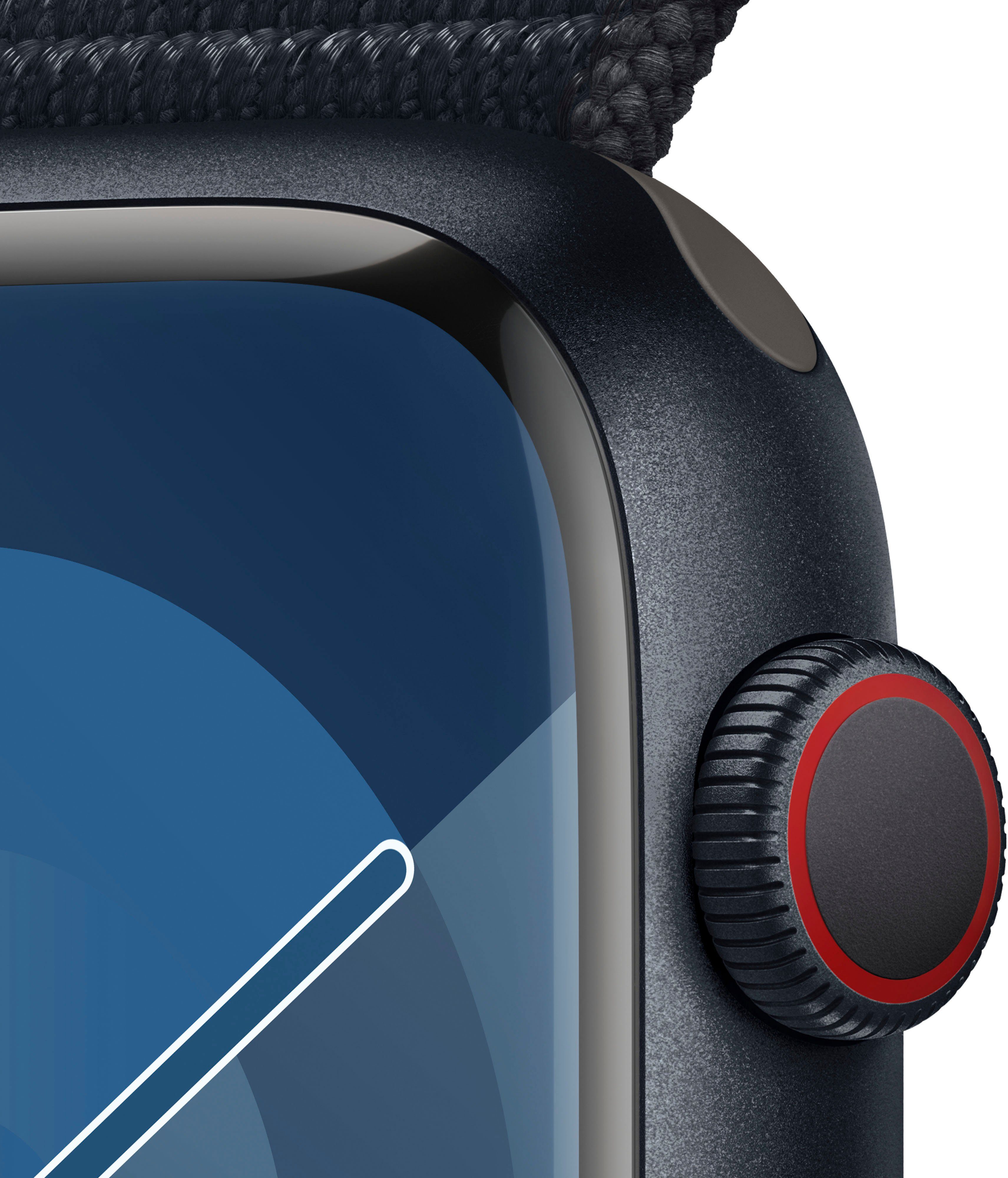 Apple Watch Series 9 GPS + Cellular 45mm Aluminium Smartwatch (4,5 cm/1,77 Zoll, Watch OS 10), Sport Loop