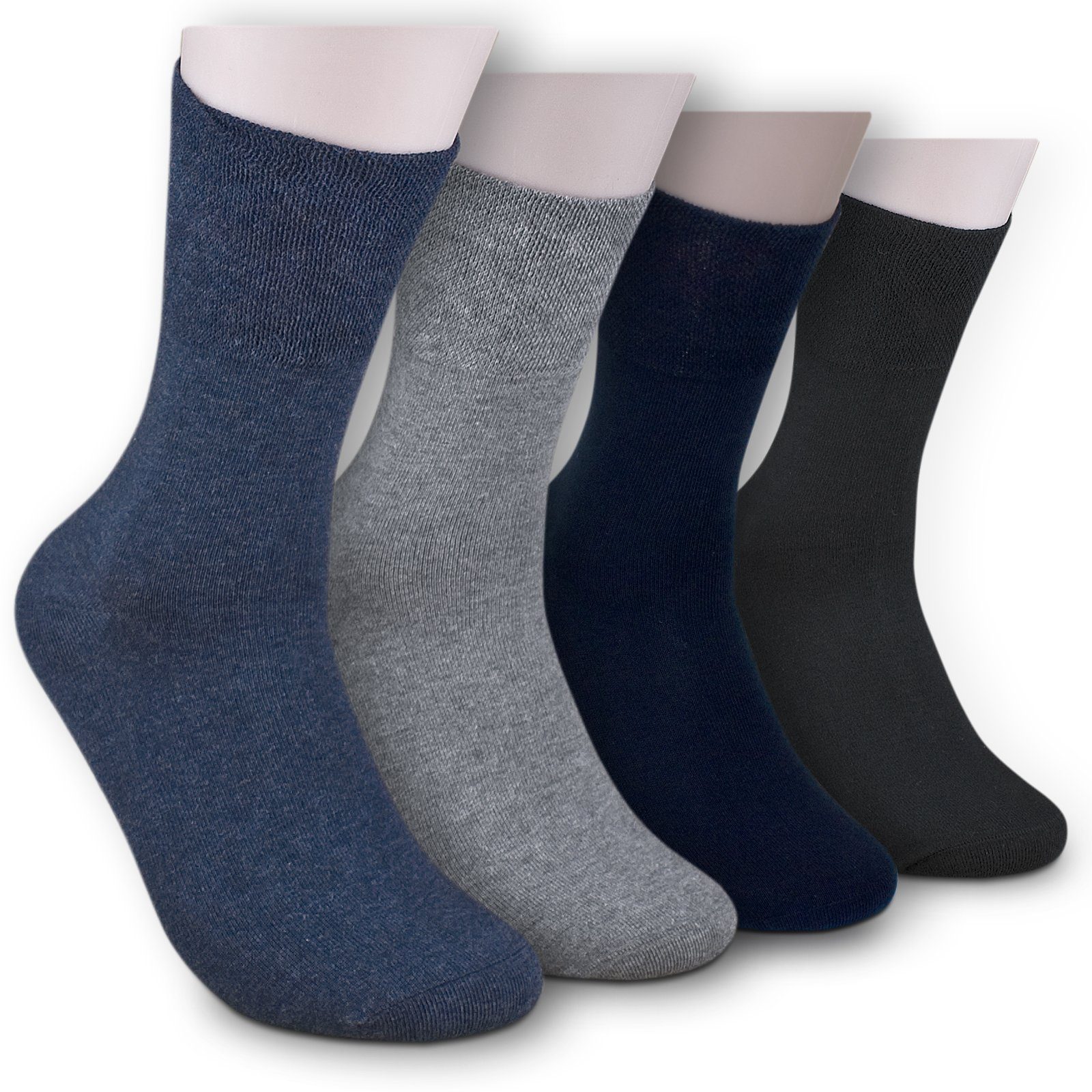 Die Sockenbude Diabetikersocken EXTRA VENENFREUDLICH (Bund, 3-Paar, grau blau schwarz) garantiert ohne Gummi