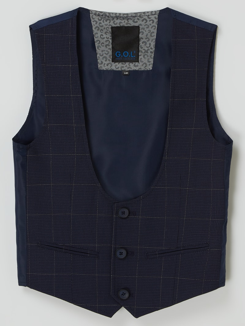 Slim Fit Weste mit Karomuster in blau