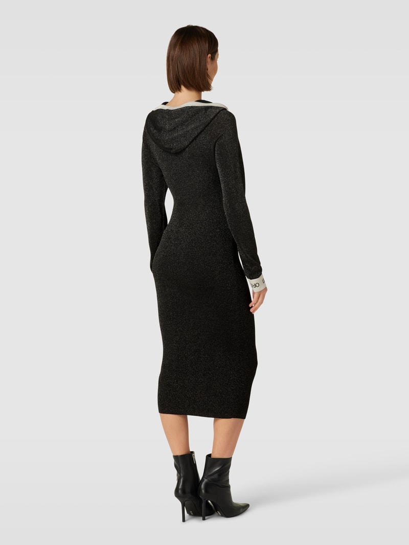 Midikleid mit Effektgarn in metallic schwarz