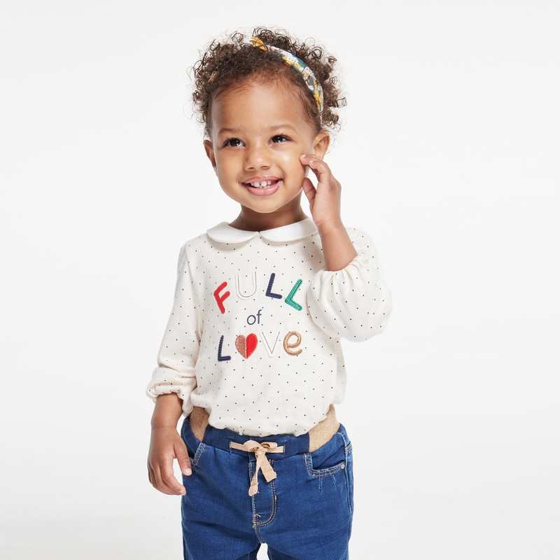 T-shirt brodé à pois bébé fille