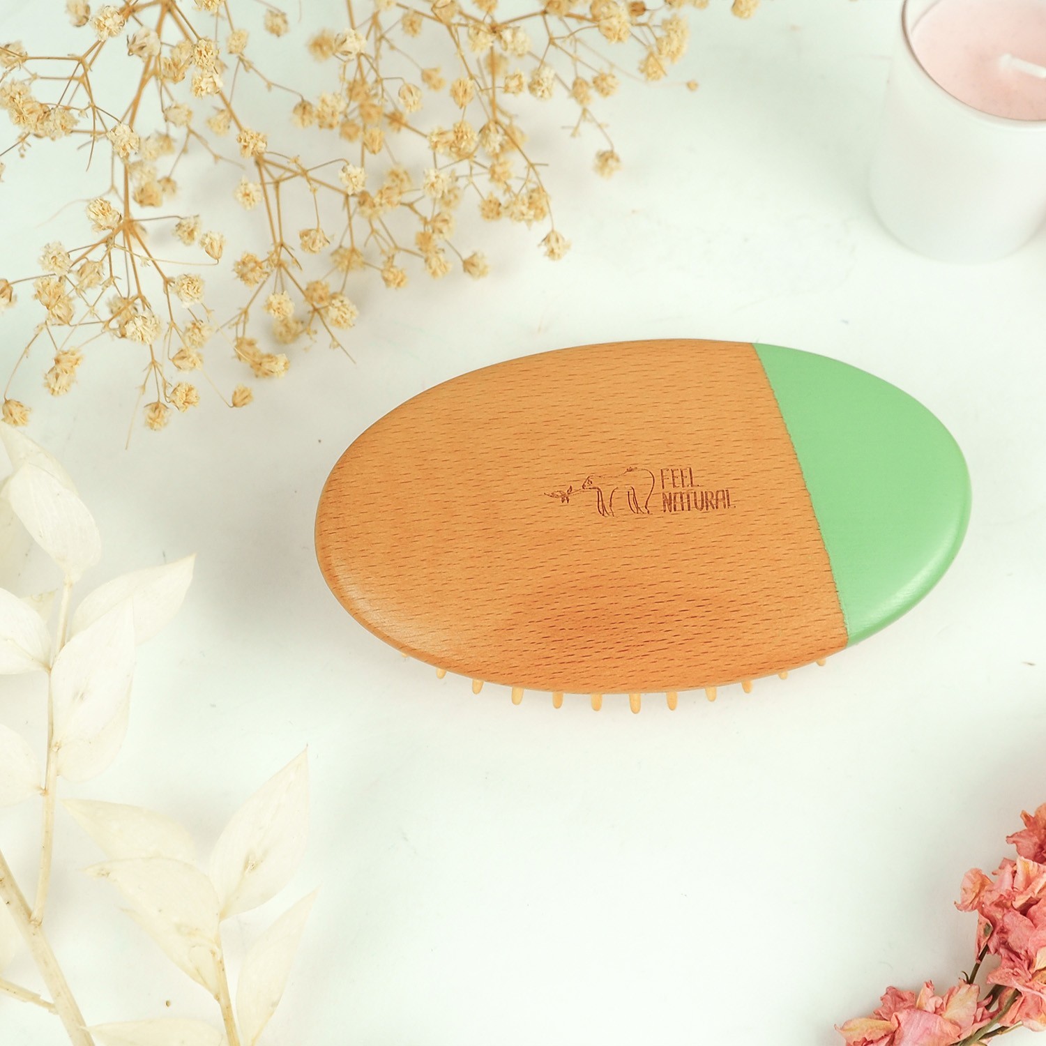 Feel Natural Oval Bambus-Taschenhaarbürste