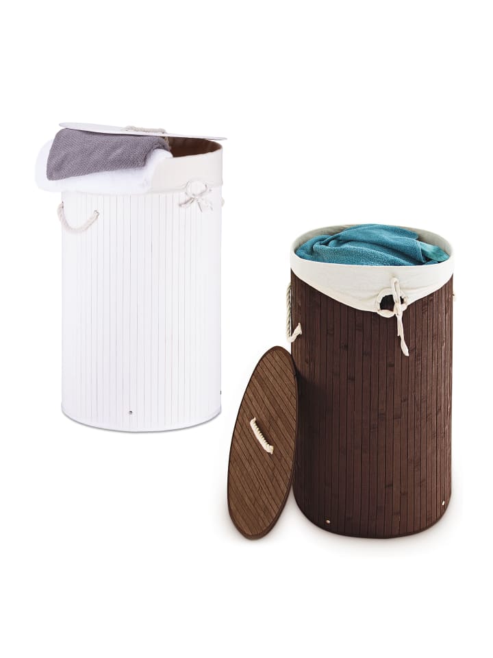 relaxdays 2x Wäschekorb in Braun/ Weiß - Je 80 l günstig kaufen onesize