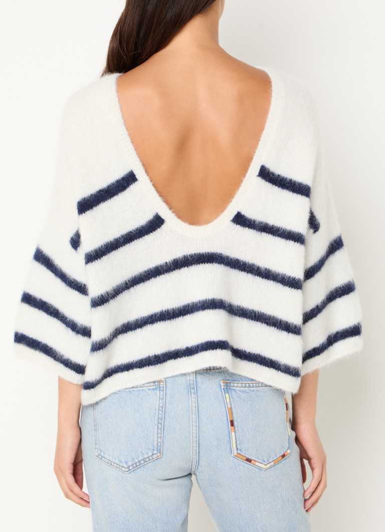 ba&sh Fine-knit sweater in alpaca wool blend with stripe print and backless design