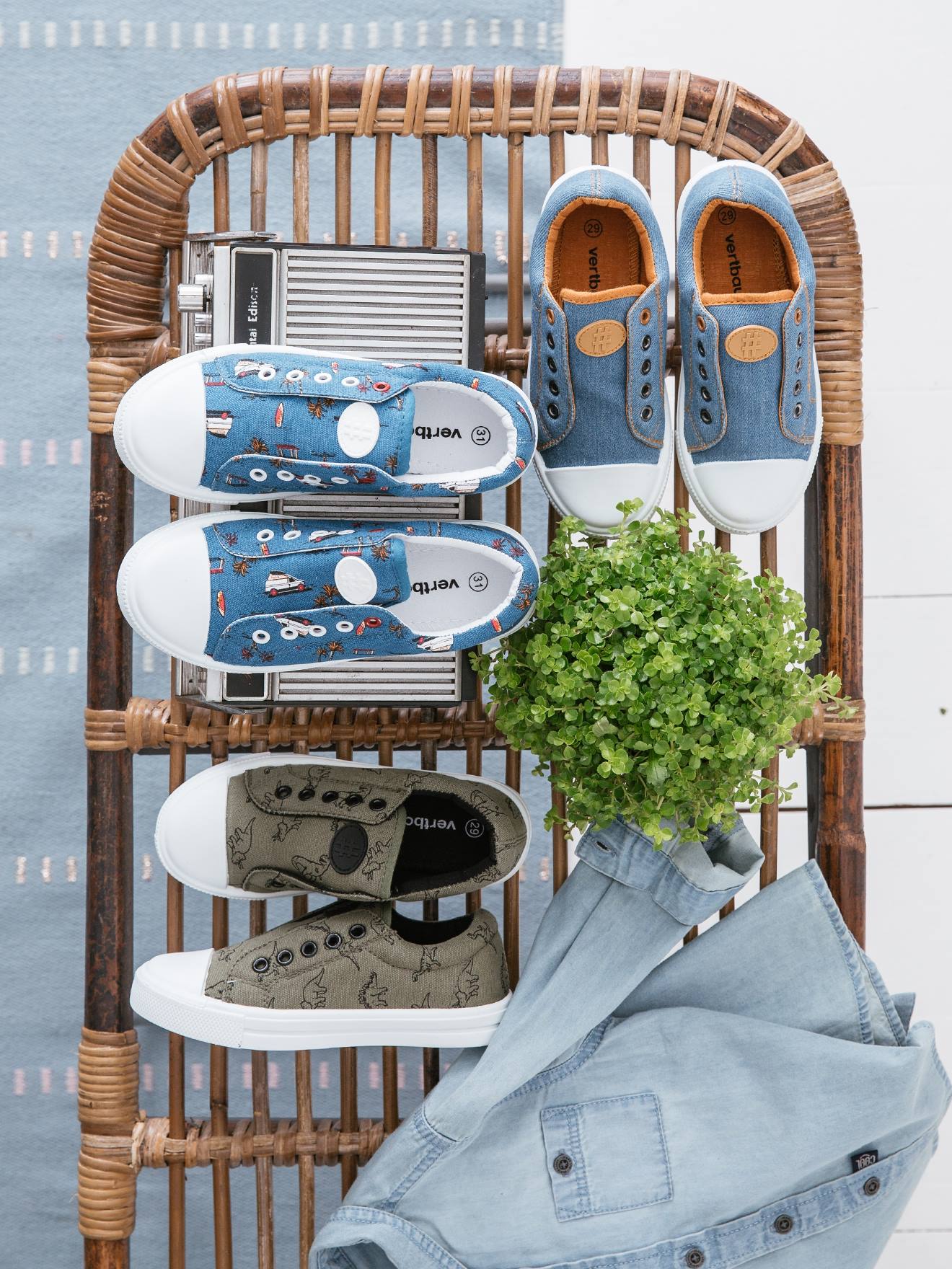Vertbaudet Jungen Stoff-Sneakers mit Gummizug - grau
