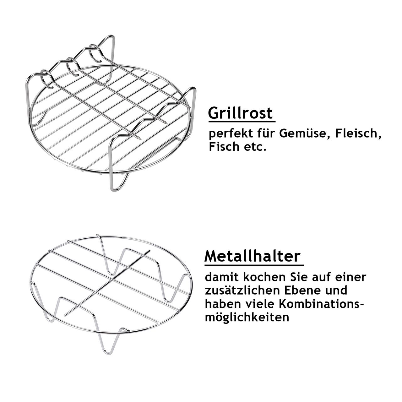 DEUBA Fritteuse Zubehör 8 tlg 17-18cm schwarz / silber