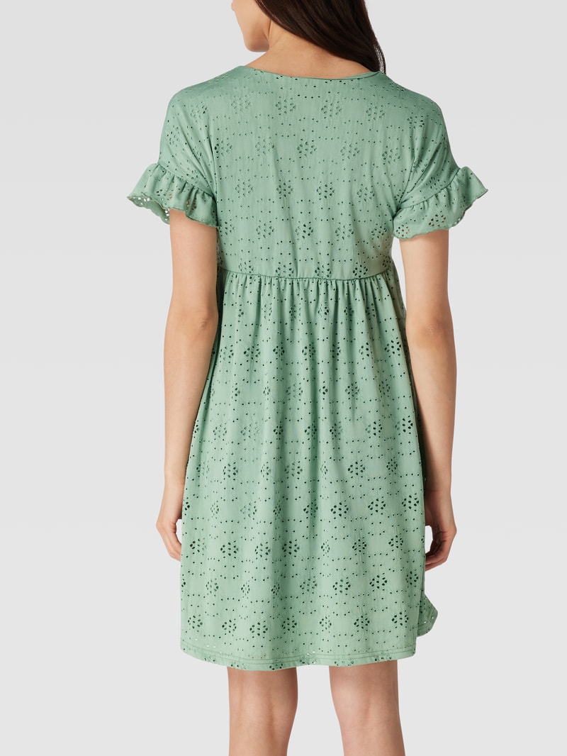 Umstands-Minikleid mit Lochstickerei in hellgrün