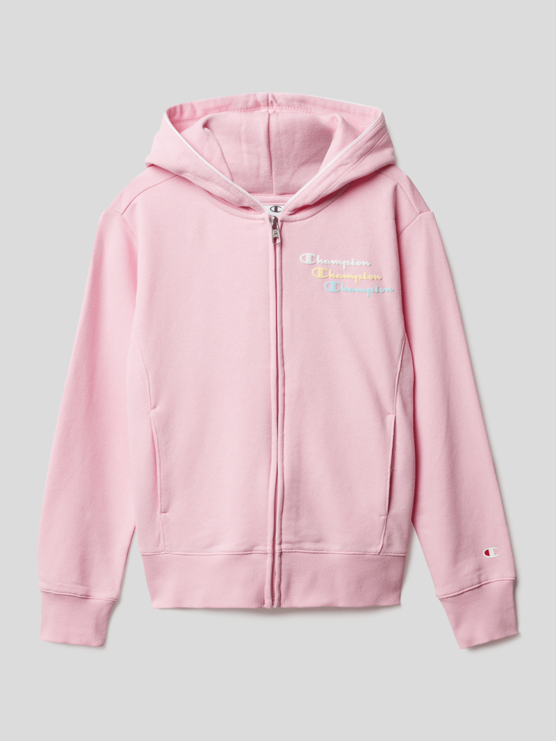 Sweatjacke mit Label-Print in rosa