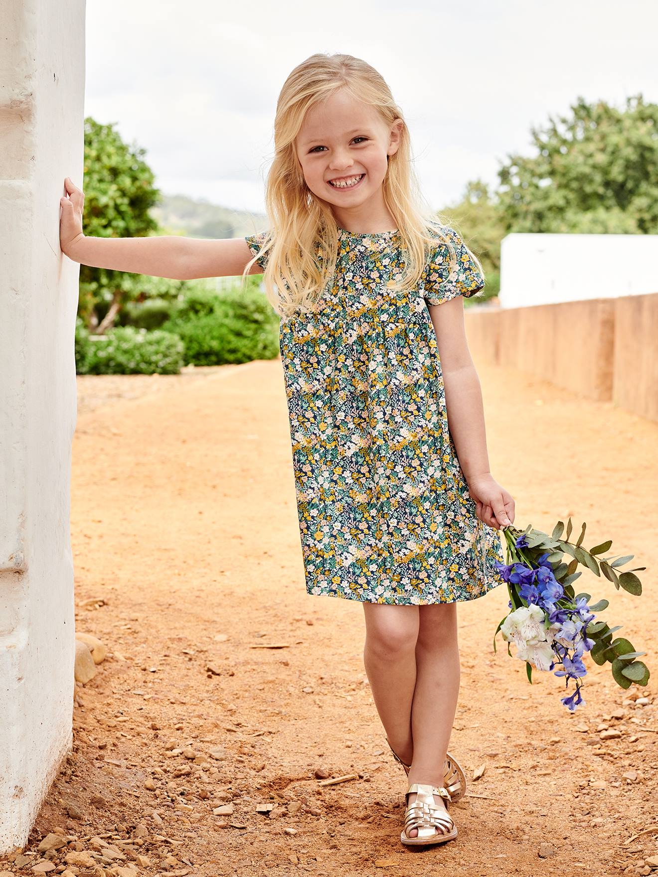 Ensemble robe + cardigan fille pêche