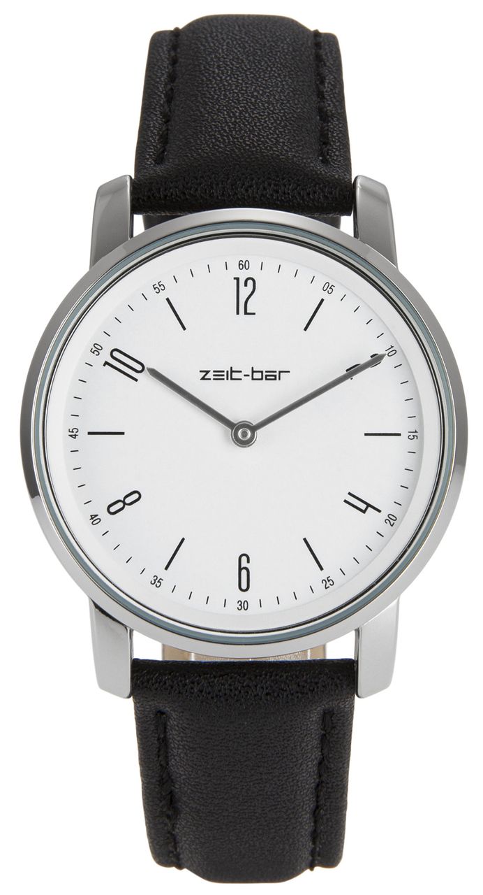 Zeit-Bar Funk-Armbanduhr Damen, Metall-Gehäuse, Leder-Uhrband