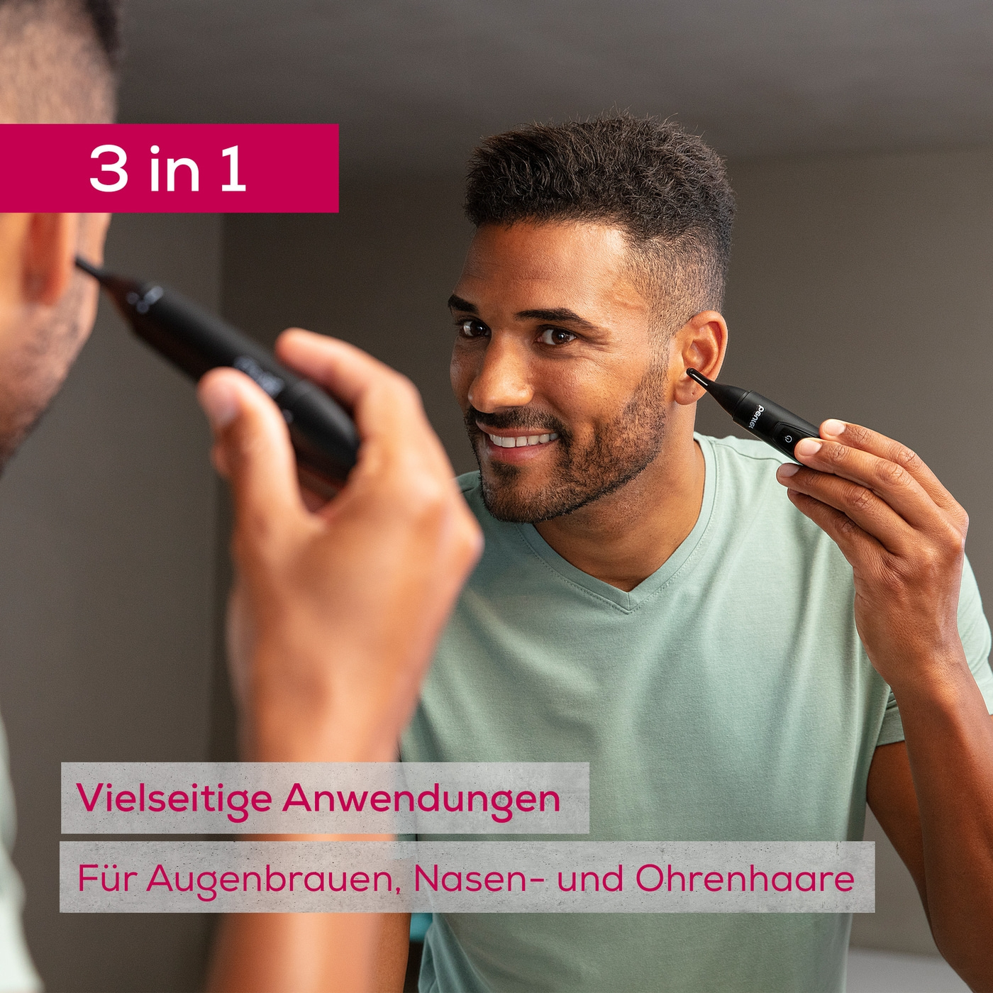 Beurer Präzisionstrimmer MN2X-Mit 3 Aufsätzen zum präzisen Trimmen und Formen von Augenbrauen, Nasen- und Ohrhaaren