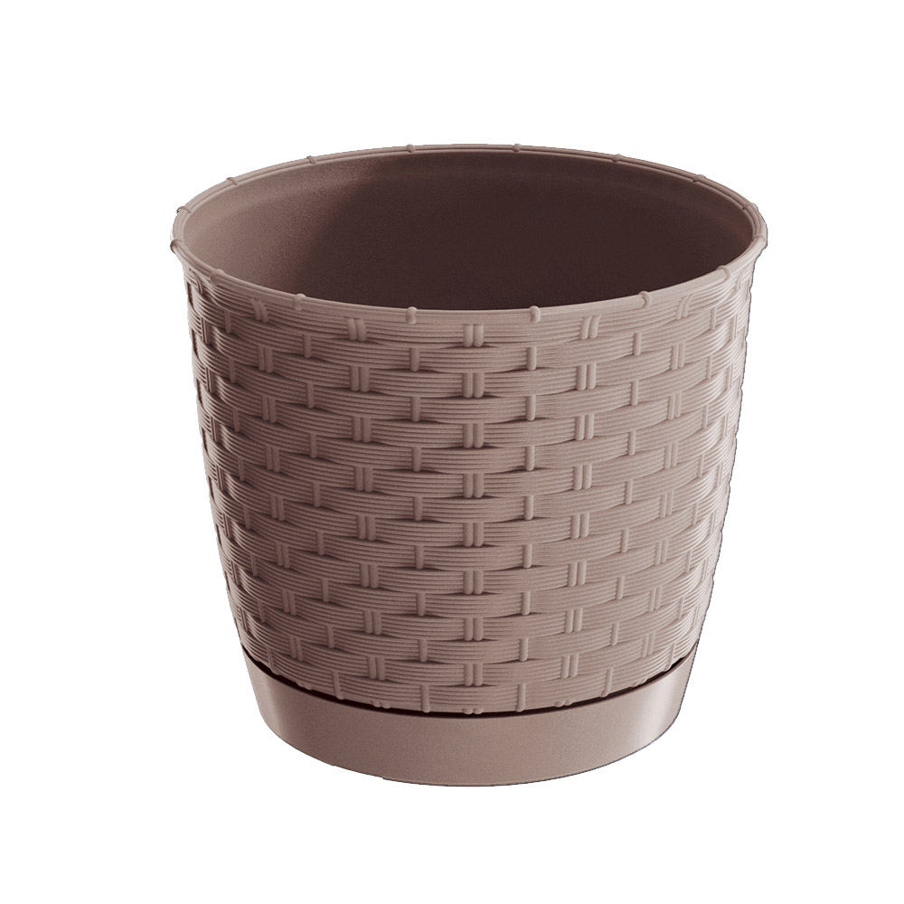 Powertec Garden Blumentopf in Rattanoptik, ca. 13l, Dunkelbraun