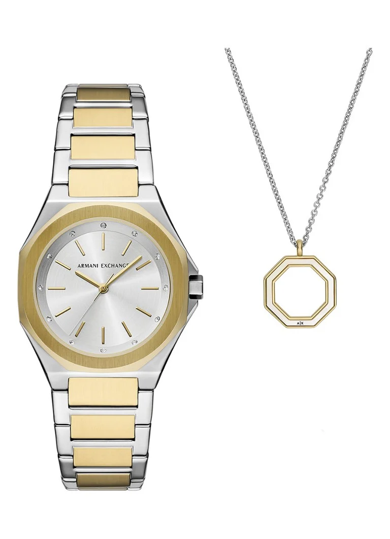 Armani Exchange rokaspulkstenis ar ķēdīti, 2 gab. komplektā AX7161SET