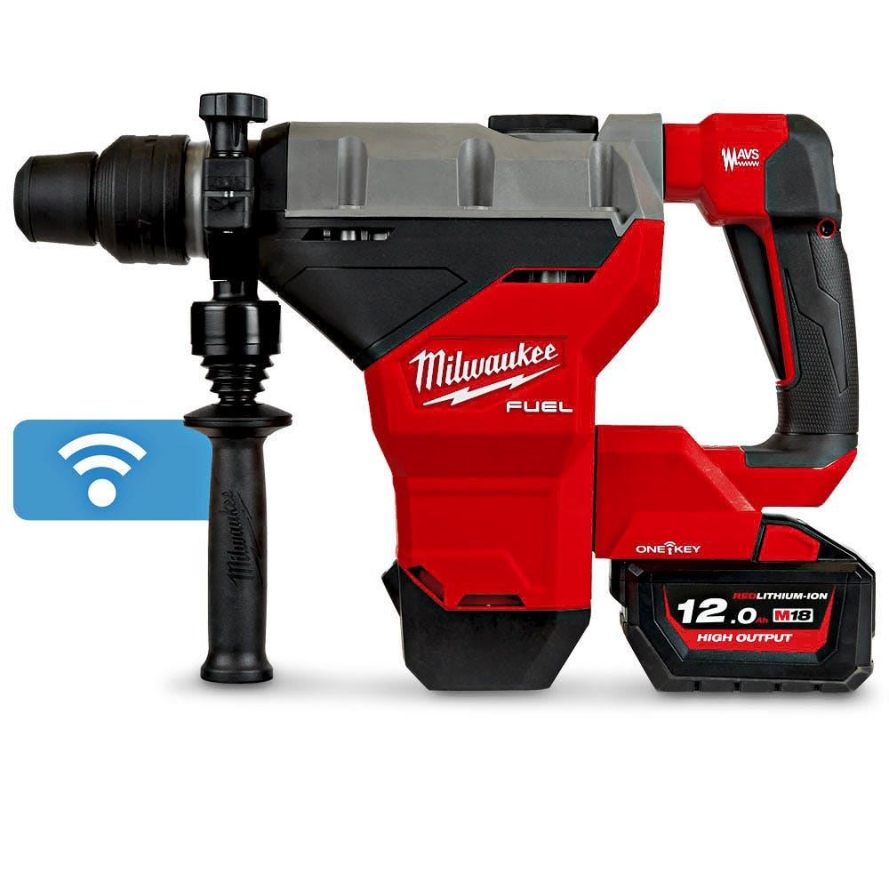 Kit de Furadeira de Impacto SDS Max MILWAUKEE FUEL™ 18V com 2 Baterias de 12,0 Ah e Encaixe de 44 mm (M18FHM-122C)