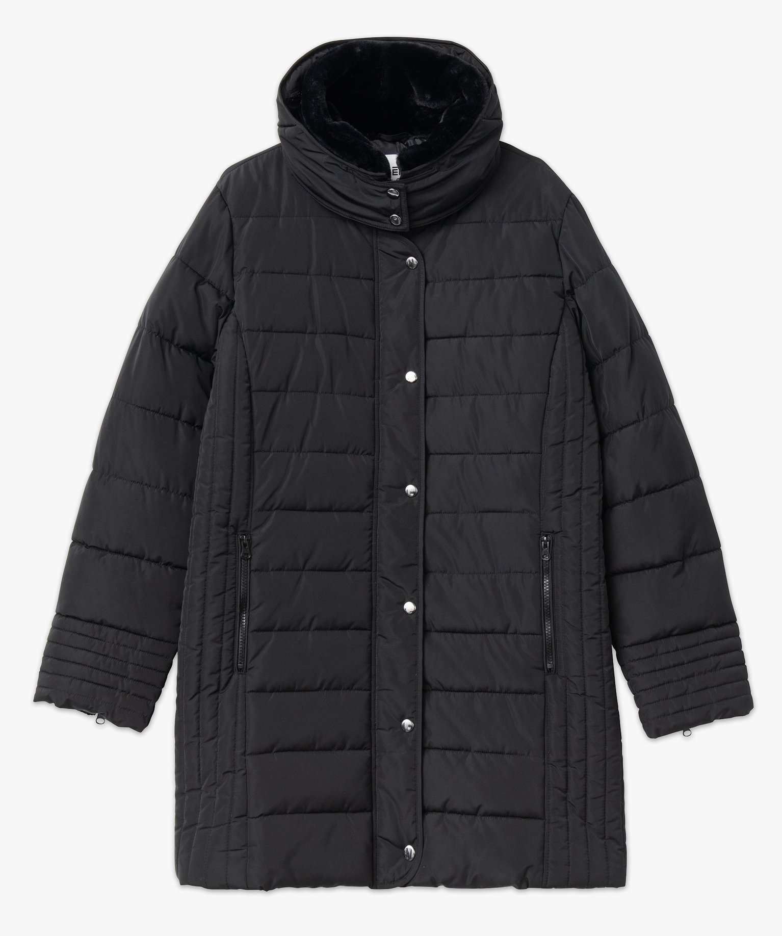 Manteau femme grande taille matelassé avec col doublé noir | GEMO