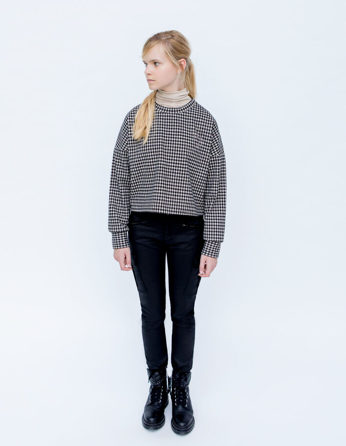 Jean SLIM noir enduit esprit battle fille