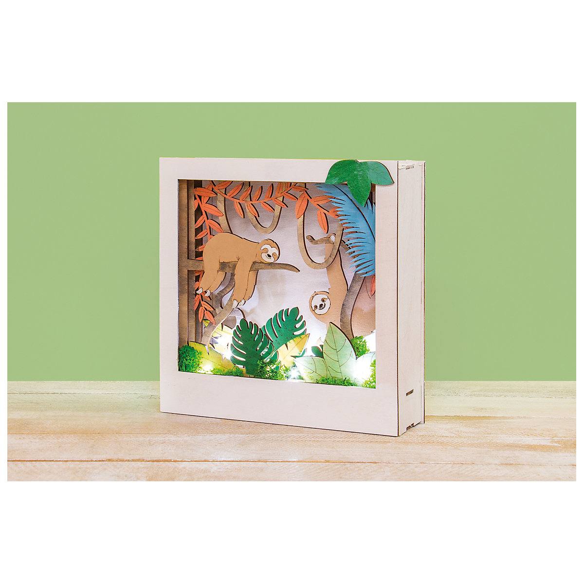 Holzbausatz 3D-Motivrahmen Faultier, natur, 24x24x6,5cm, 11-tlg.