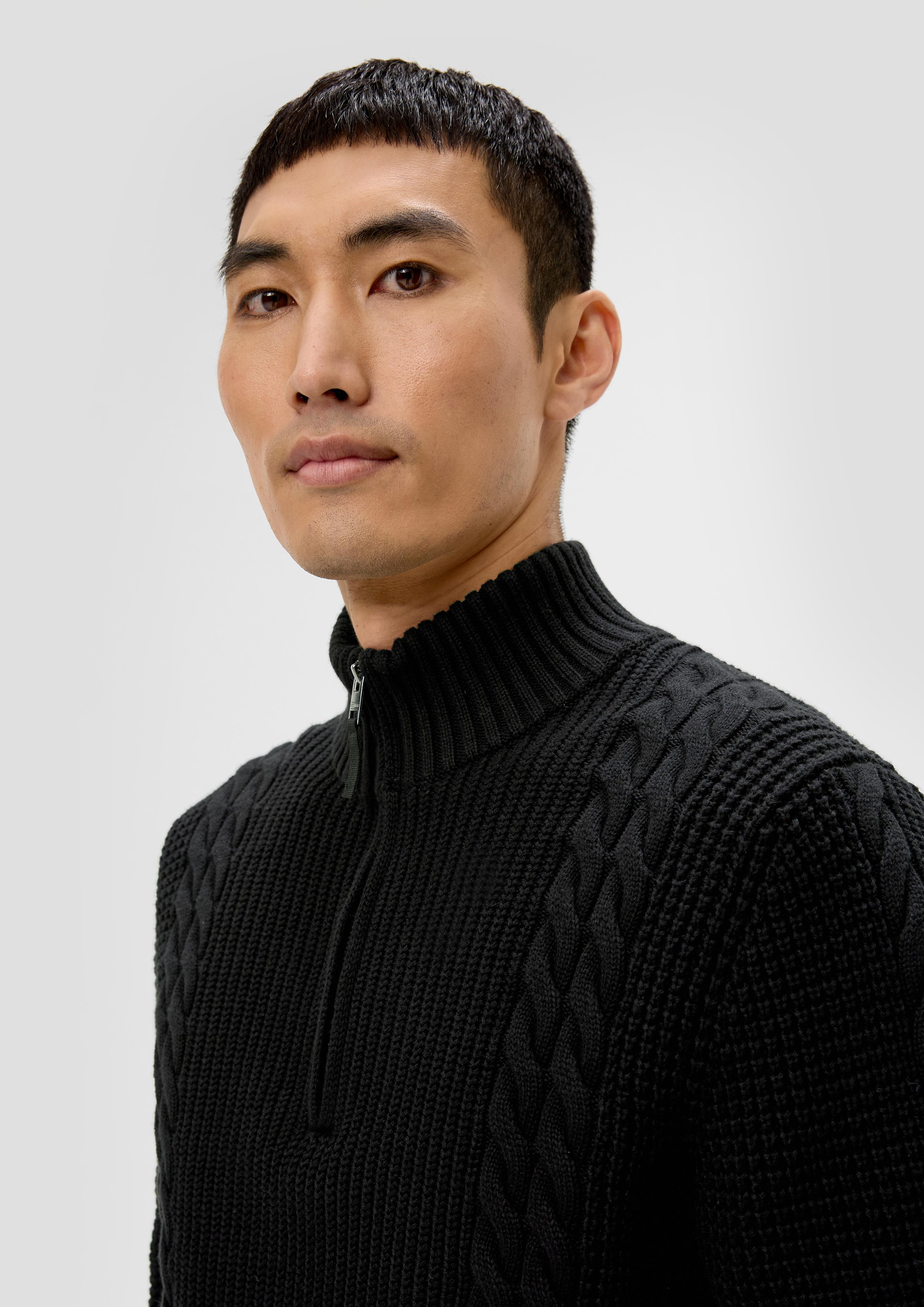 Troyer-Pullover mit Zopfmuster  2137421-9999