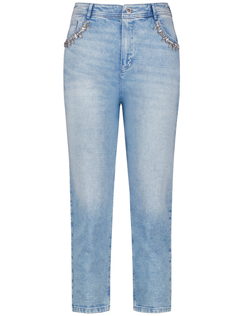 7/8 Jeans mit Strasssteinen Mom Fit