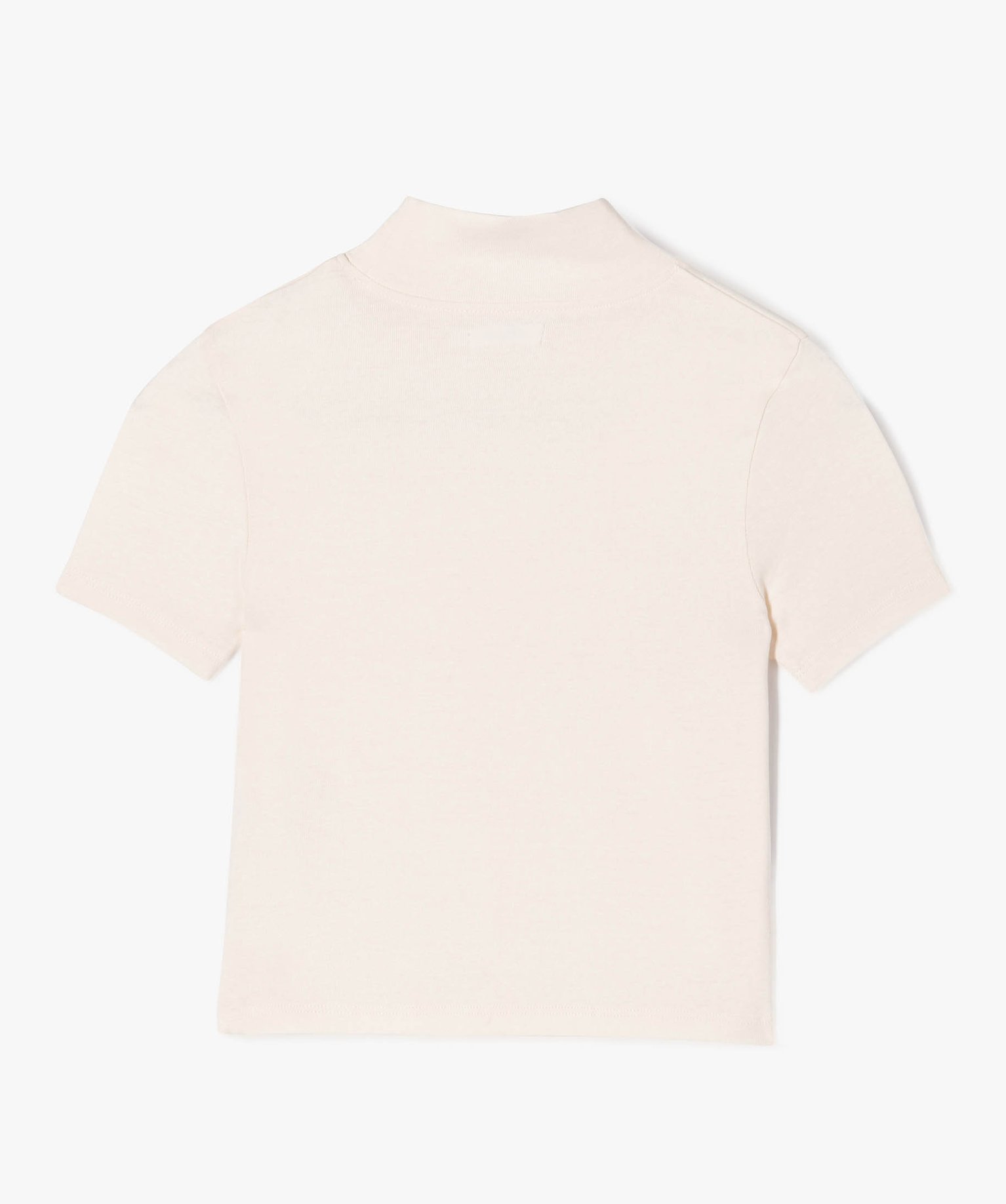 Tee-shirt court à manches courtes et col montant uni fille beige | GEMO