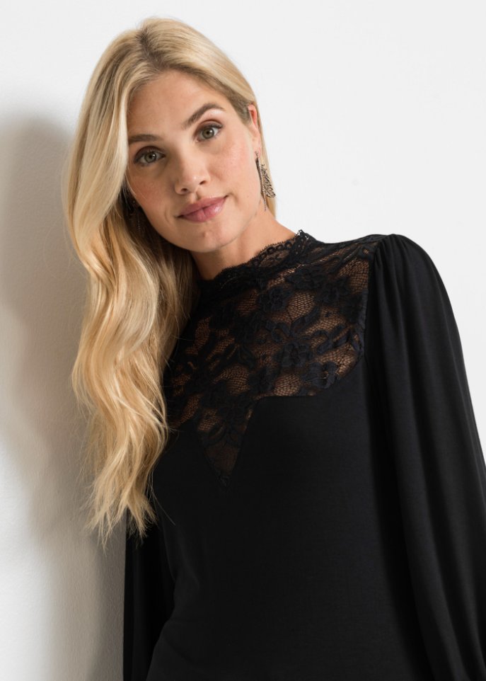 Langarmshirt mit Spitze