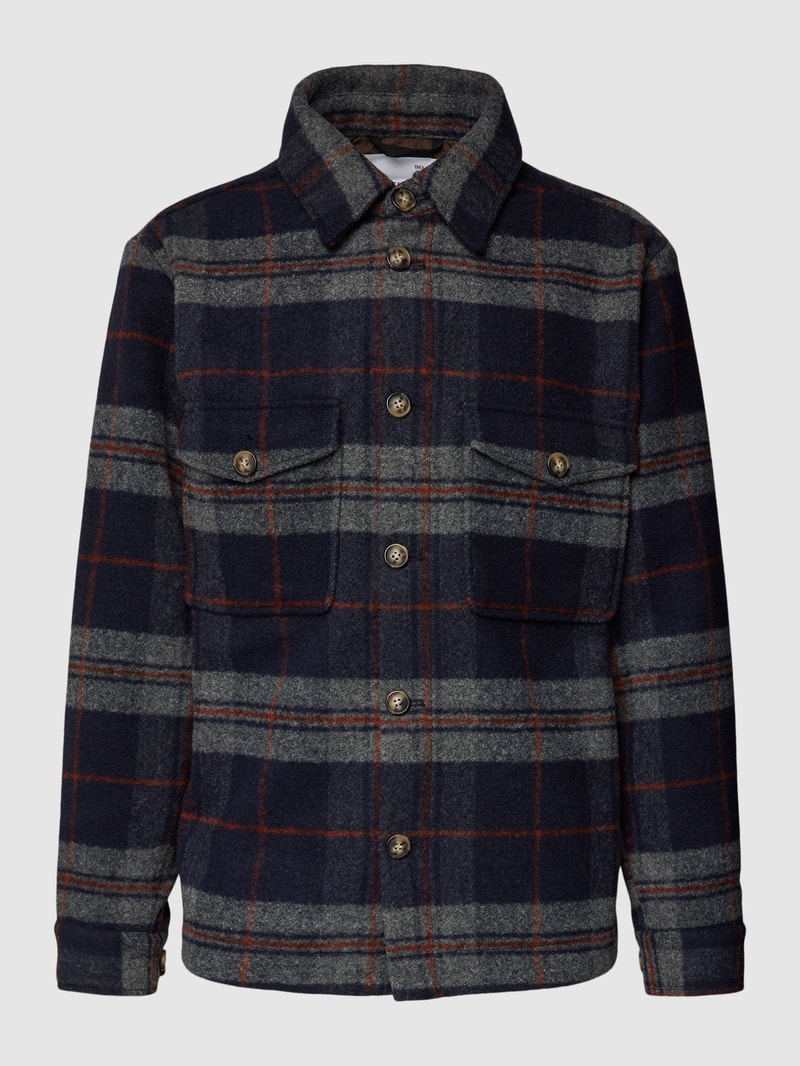 Relaxed Fit Overshirt mit Tartan-Karo in marineblau
