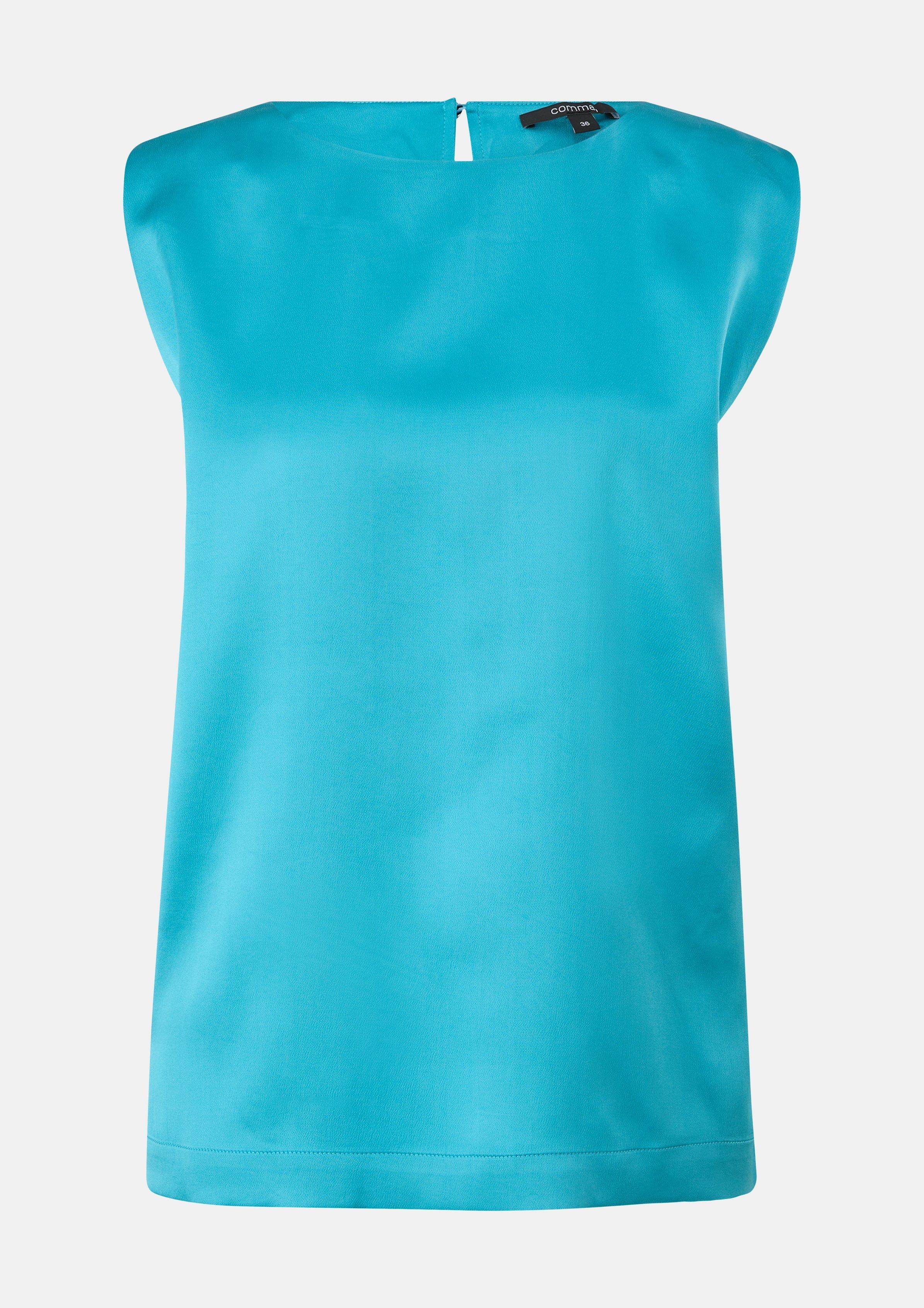 Satinbluse aus Viskosemix - türkisblau
