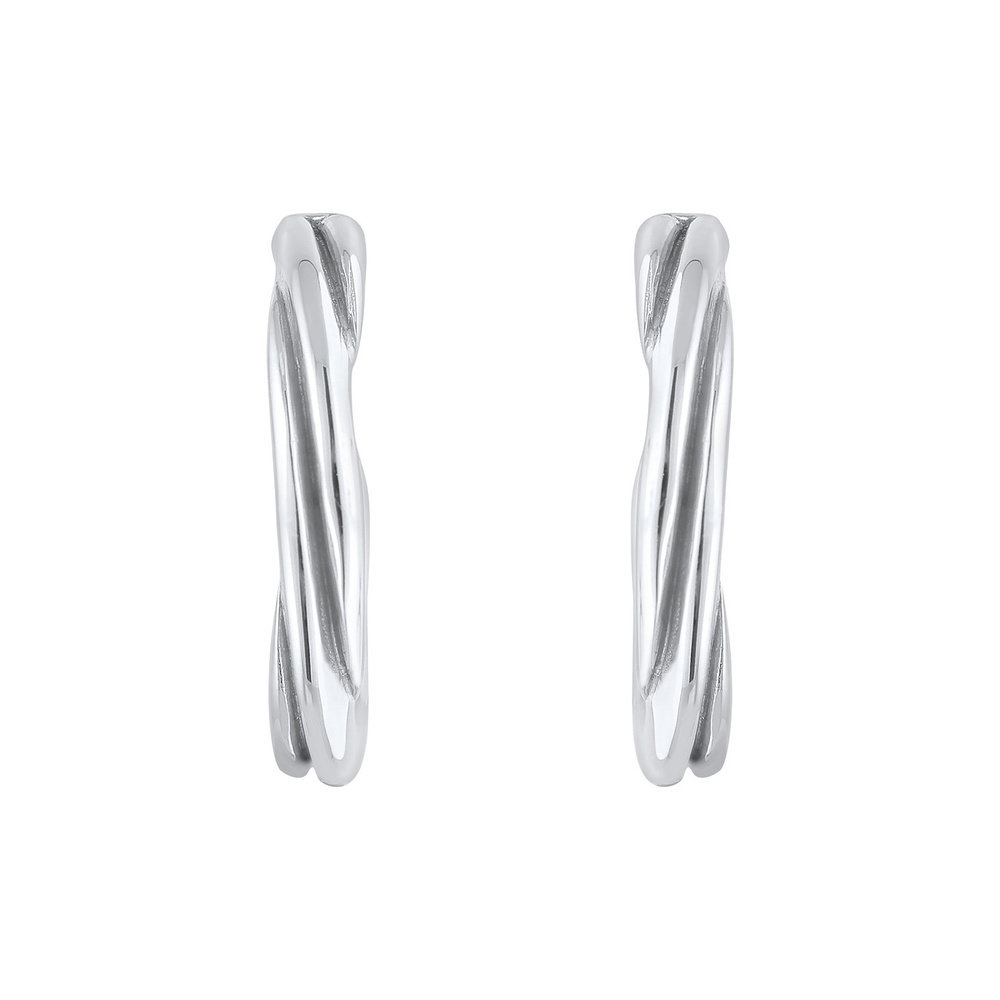 Elli Elli Boucles d'Oreilles Mesdames Créoles Tordu Trend Minimal Basic en argent ster Boucles d'oreilles