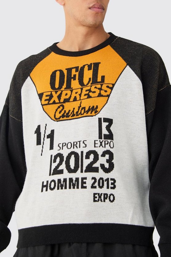 Kastiger Oversize Pullover mit Moto-Print