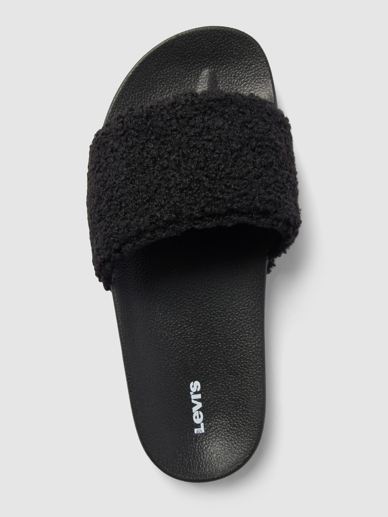 Slides mit Teddyfell Modell 'SHERPA' in schwarz
