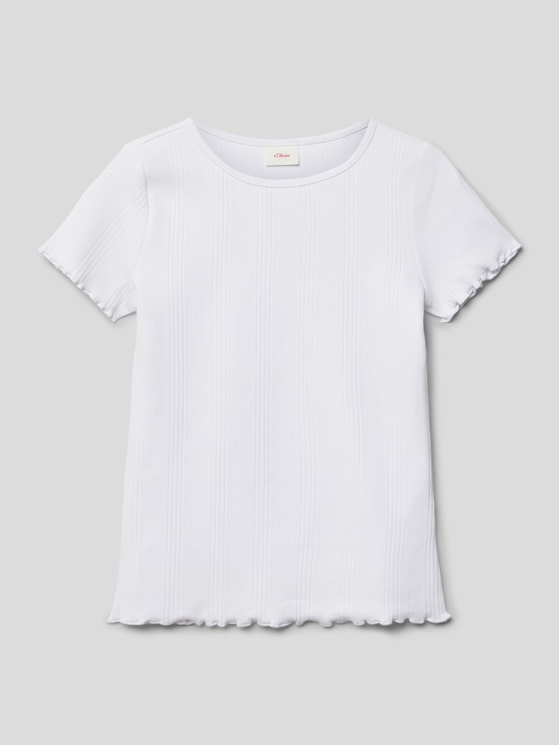 T-Shirt mit Muschelsaum in weiß