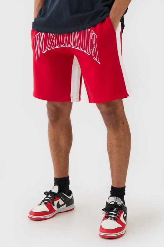 Oversize Worldwide Shorts mit Kontrast-Naht