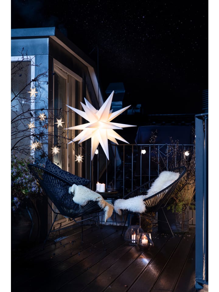 Sterntaler Sternenkette | Weihnachtsstern Kette | 9 Sterne | 18 Zacker | Weiß | günstig kaufen onesize