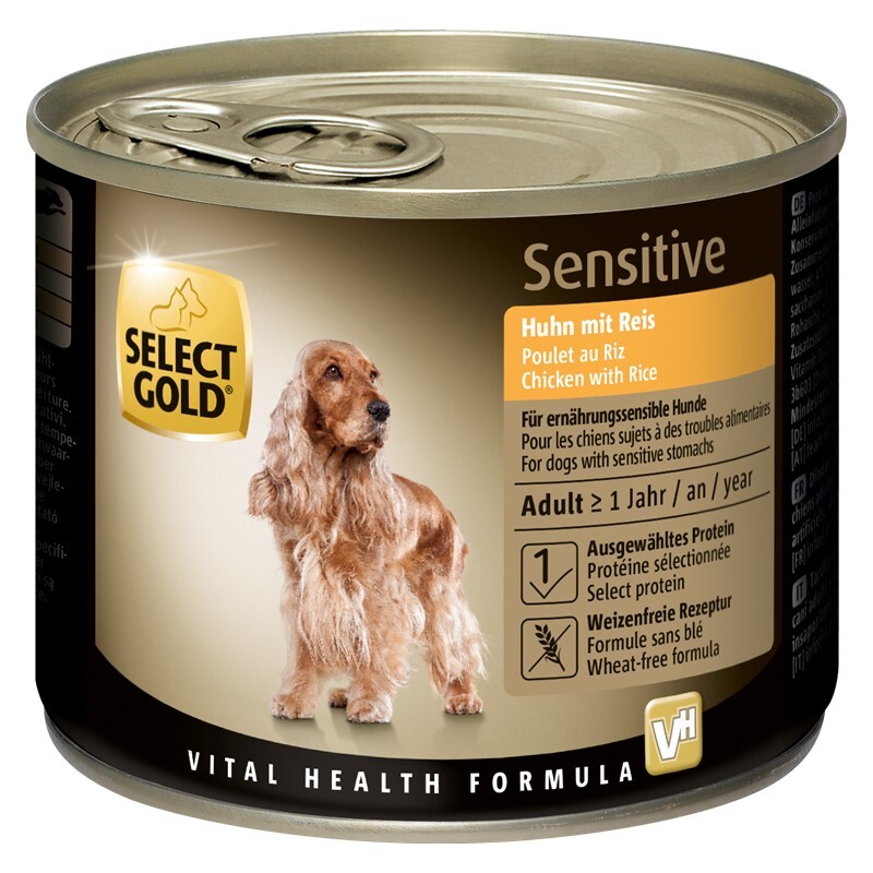 SELECT GOLD Hundenassfutter SELECT GOLD Sensitive Adult 6x200g Huhn mit Reis