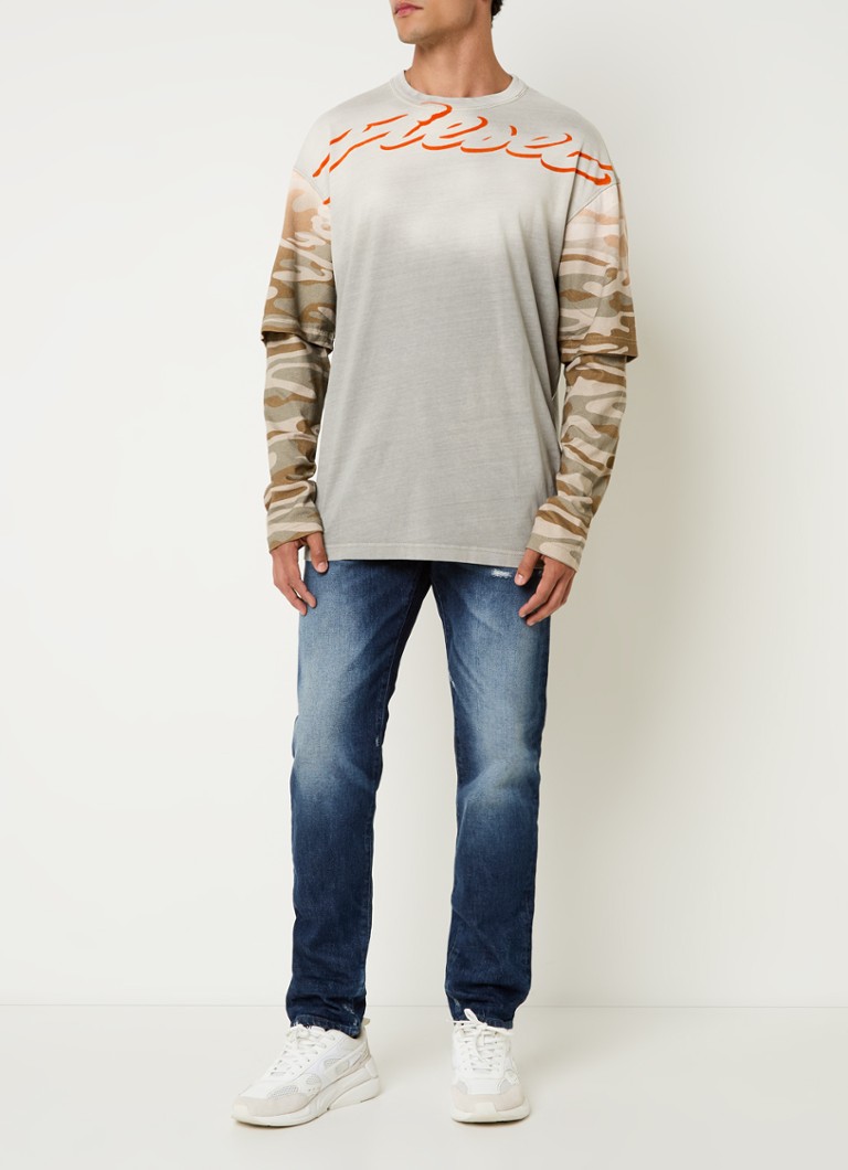 T-shirt a maniche lunghe Diesel T-Wesher-Q2 con stampa mimetica