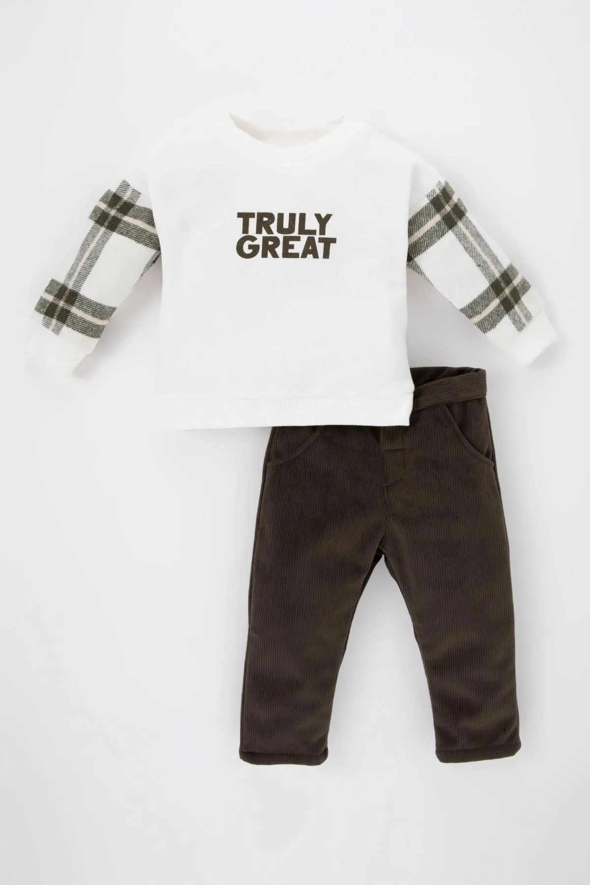 DeFacto  Langarm-T-Shirt-Hose aus bedrucktem Flanell für Babys im 2er-Set